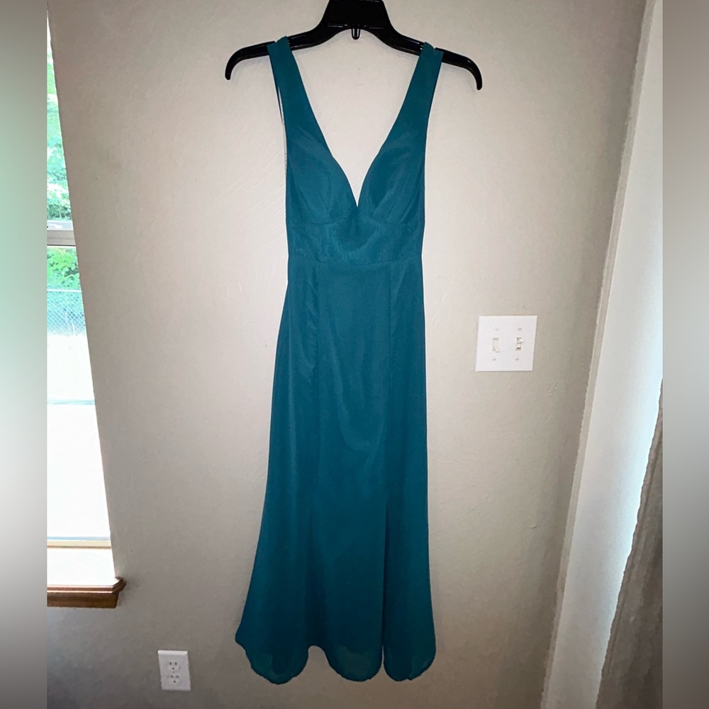 Azazie peacock custom size Christiana bridesmaid / formal dress NWT